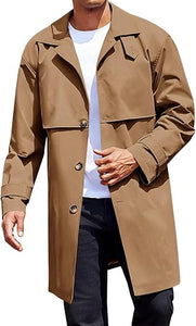 Men's Single Breasted Khaki Trench Coat