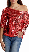 Load image into Gallery viewer, Sparkling Black Sequin Short Sleeve Top