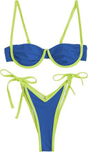 Load image into Gallery viewer, High Cut Underwire Bikini Royal Blue Swimsuit Set