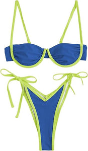 High Cut Underwire Bikini Royal Blue Swimsuit Set