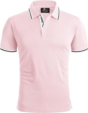 Men's Casual Polo Light Pink Short Sleeve Shirt