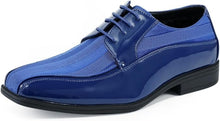 Load image into Gallery viewer, Men&#39;s Oxford Formal Royal Blue Satin Striped Lace Up Dress Shoes