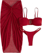 Load image into Gallery viewer, Beautiful Bikini &amp; Cover Up Swimwear Red Set