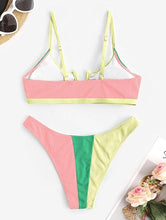 Load image into Gallery viewer, Pretty Colorful 2pc Bikini Pink-Orange Swimsuit