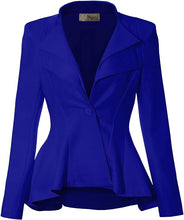 Load image into Gallery viewer, Business Chic Black Peplum Style Long Sleeve Lapel Blazer