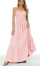 Load image into Gallery viewer, Boho Beach Strapless Floral Coral Maxi Dress