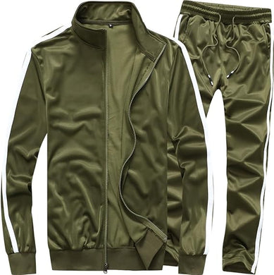 Full Zip Fleece Army Green 2pc Athletic Tracksuit