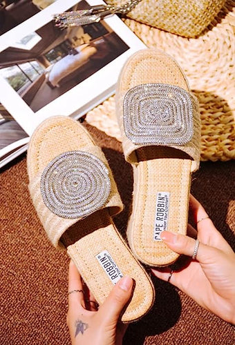 Rhinestone Espadrille Platform Sandals