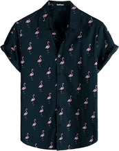 Load image into Gallery viewer, Men&#39;s Navy Blue Flamingo Vacation Shirt &amp; Shorts Set