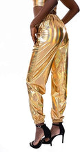 Load image into Gallery viewer, Metallic Silver Elastic Jogger Pants