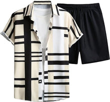 Load image into Gallery viewer, Men&#39;s Orange/Black Geometric Short Sleeve Shirt &amp; Shorts Set