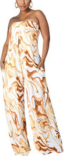 Load image into Gallery viewer, Mosaic Brown Strapless Wide Leg Jumpsuit