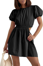 Load image into Gallery viewer, Stylish Black Cut Out Puff Sleeve Mini Dress