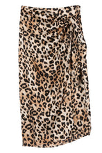 Load image into Gallery viewer, Satin Leopard Tie Skirt