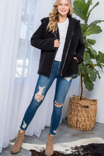 Load image into Gallery viewer, Sherpa Fur Black Hoodie Jacket