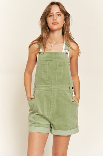 Corduroy Adjustable Shoulder Straps Sage Green Overalls