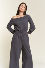 Load image into Gallery viewer, Plus Size Grey One Shoulder Terry Knit Jumpsuit