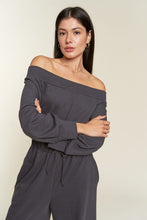 Load image into Gallery viewer, Plus Size Lime One Shoulder Terry Knit Jumpsuit