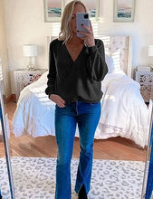 Load image into Gallery viewer, Chic Loose Fit Dark Blue Long Sleeve Wrap Sweater