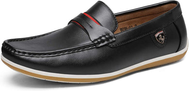 Men's Italian Style Black Vegan Leather Moccasin Loafers