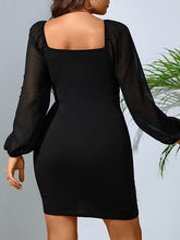 Load image into Gallery viewer, Plus Size Black Cut Out Lantern Sleeve Mini Dress