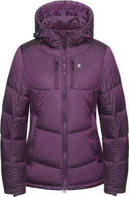 Purple Hooded Winter Insulated Long Sleeve Puffer Coat