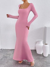 Load image into Gallery viewer, Comfort Knit Soft Pink Long Sleeve Fishtail Maxi Dress