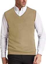 Load image into Gallery viewer, Men&#39;s White Soft V Neck Sweater Vest