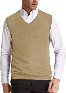 Men's White Soft V Neck Sweater Vest