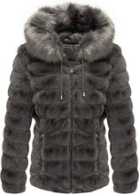 Load image into Gallery viewer, Faux Fur Collar Pink Reversible Hooded Puffer Coat