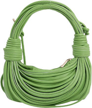 Load image into Gallery viewer, Knotted Design Crossbody Dark Green Vegan Leather Hobo Mini Bag