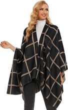 Load image into Gallery viewer, Black-Gray Soft Knit Wrap Poncho Style Cardigan