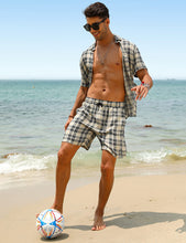 Load image into Gallery viewer, Casual Men&#39;s Blue Vacation Style Shirt &amp; Shorts Set