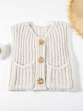 Load image into Gallery viewer, White Sleeveless Crochet Cardigan Vest Button Down