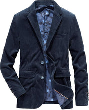 Load image into Gallery viewer, Vintage Dark Blue Corduroy Long Men&#39;s Sport Coat