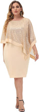 Load image into Gallery viewer, Plus Size Cape Style Glitter Black Sequin Mini Dress