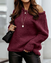 Load image into Gallery viewer, Black Slouchy Knit Long Sleeve Oversized Winter Sweater