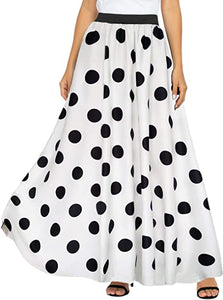 Black Polka Dot Striped Silhouette Maxi Skirt