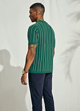 Load image into Gallery viewer, Men&#39;s Short Sleeve Vintage Style Striped Dark Green Shirt