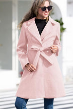 Load image into Gallery viewer, Sophisticated Wine Red Long Sleeve Belted Trench Coat