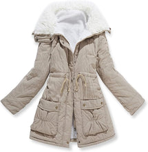 Load image into Gallery viewer, Aspen Khaki Faux Lamb Wool Lined Winter Jacket