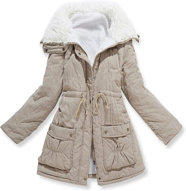 Aspen Khaki Faux Lamb Wool Lined Winter Jacket