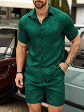 Load image into Gallery viewer, Men&#39;s Emerald Paisley Short Sleeve Shirt &amp; Shorts Set