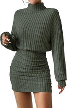 Load image into Gallery viewer, Purple Long Sleeve Turtle Neck Sweater Dress