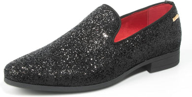 Men's Black Sparkle Sequin Loafer Dress Shoes