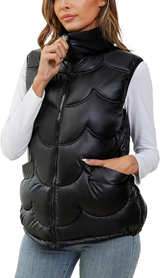 Black Quilted Puffer Sleeveless Gilet Winter Vest Jacket
