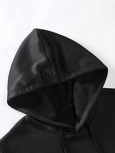 Men's Casual Drawstring Black Rose Long Sleeve Hoodie