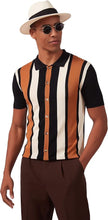 Load image into Gallery viewer, Men&#39;s Golf Style Striped Short Sleeve Black Shirt