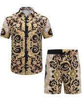 Load image into Gallery viewer, Casual Men&#39;s Blue Vacation Style Shirt &amp; Shorts Set