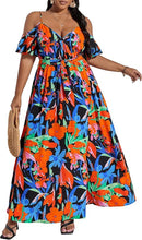 Load image into Gallery viewer, Plus Size Black Floral Cut Out Shoulder Maxi Dress